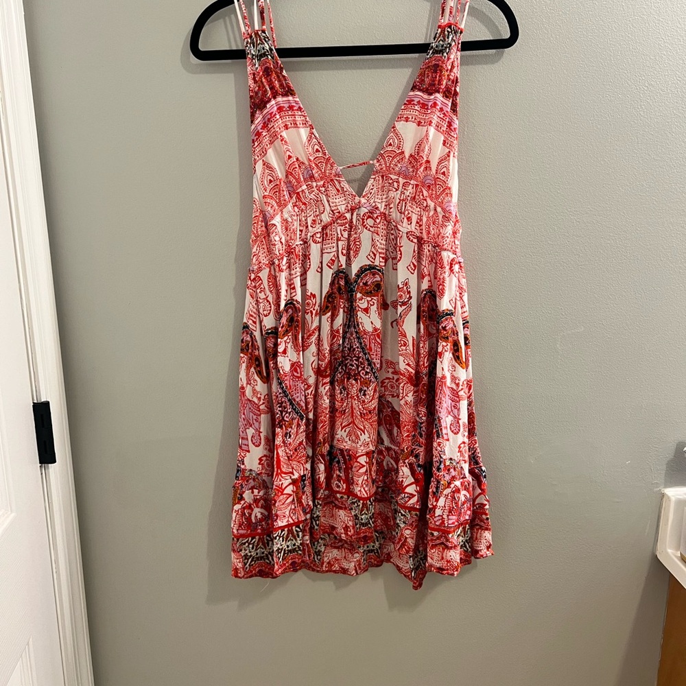 Free People Red and White Mini Dress
